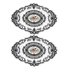 2Pack 12x16in Retro Lace Placemat Oval French Crochet Doilies Black