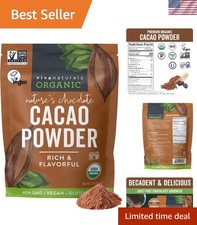 Organic Cacao Powder - Unsweetened, 1 lb for Guilt-Free Baking  Beverages