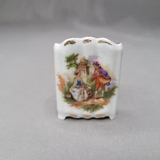 Vintage Limoges France Mini Porcelain Figurine Rococo Courting Couple Gold Trim