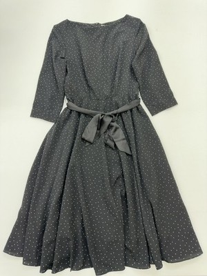 O'stin Women's Charcoal Gray Polka Dot Fit Flare Midi XS