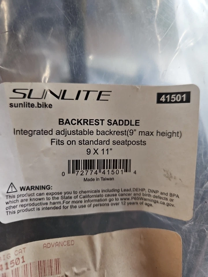 Sunlite Backrest Saddle Seat 9 X 11" 41501 NOS OEM CSh - Image 3 of 3