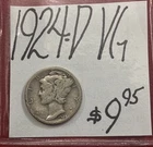 1924-D Mercury Silver Dime (VG) Very Good Condition! ENN Coin