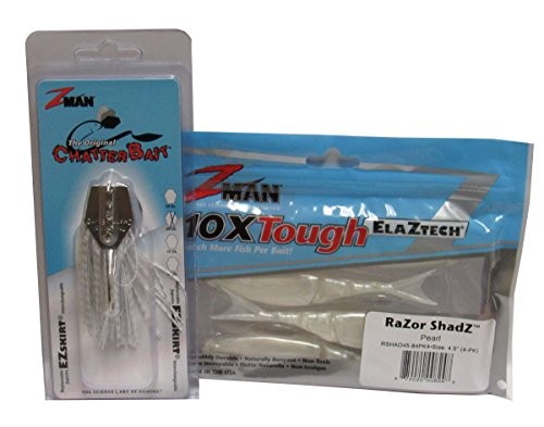  Chatterbait Kit - Z-Man 3/8oz Chatterbait + Z-Man Razor ShadZ + How to White - Image 3