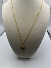 14k Yellow Gold Cross Pendant Necklace Complimentary 14k GF 18"