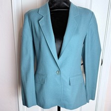 Vtg Pendleton Women's 8 Teal 100 Virgin Wool Single Button Blazer USA Made