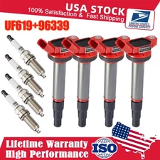 4 Pack Iridium Spark Plug and Ignition Coil set UF596 For Toyota Corolla Prius