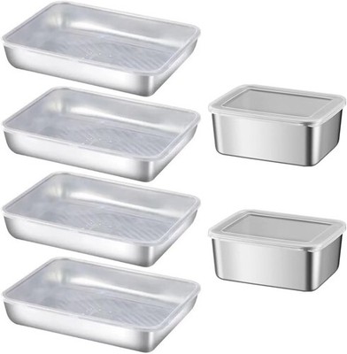 6 Stück Aufschnittbox Fresh Edelstahl Lebensmittel Aufbewahrungsbox für