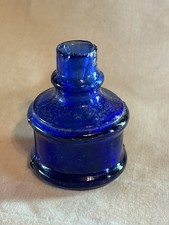 SELTENE LEERE BAUMWOLLSPULE TINTE KOBALTBLAU FLASCHE GESCHERTE OBERLIPPE,