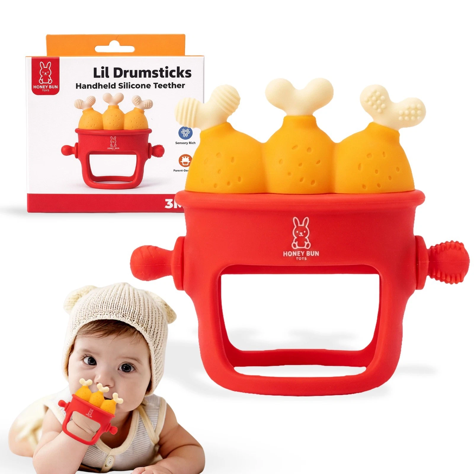 Fried Chicken Baby Teething Toys, Parent-Designed by Honey Bun Toys
Opens in a new window or tab