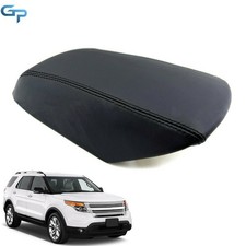 Leather Center Console Lid Armrest Cover Black Stitching For 11-18 Ford Explorer Leather Center Console Lid Armrest Cover Black Stitching For 11-18 Ford Explorer