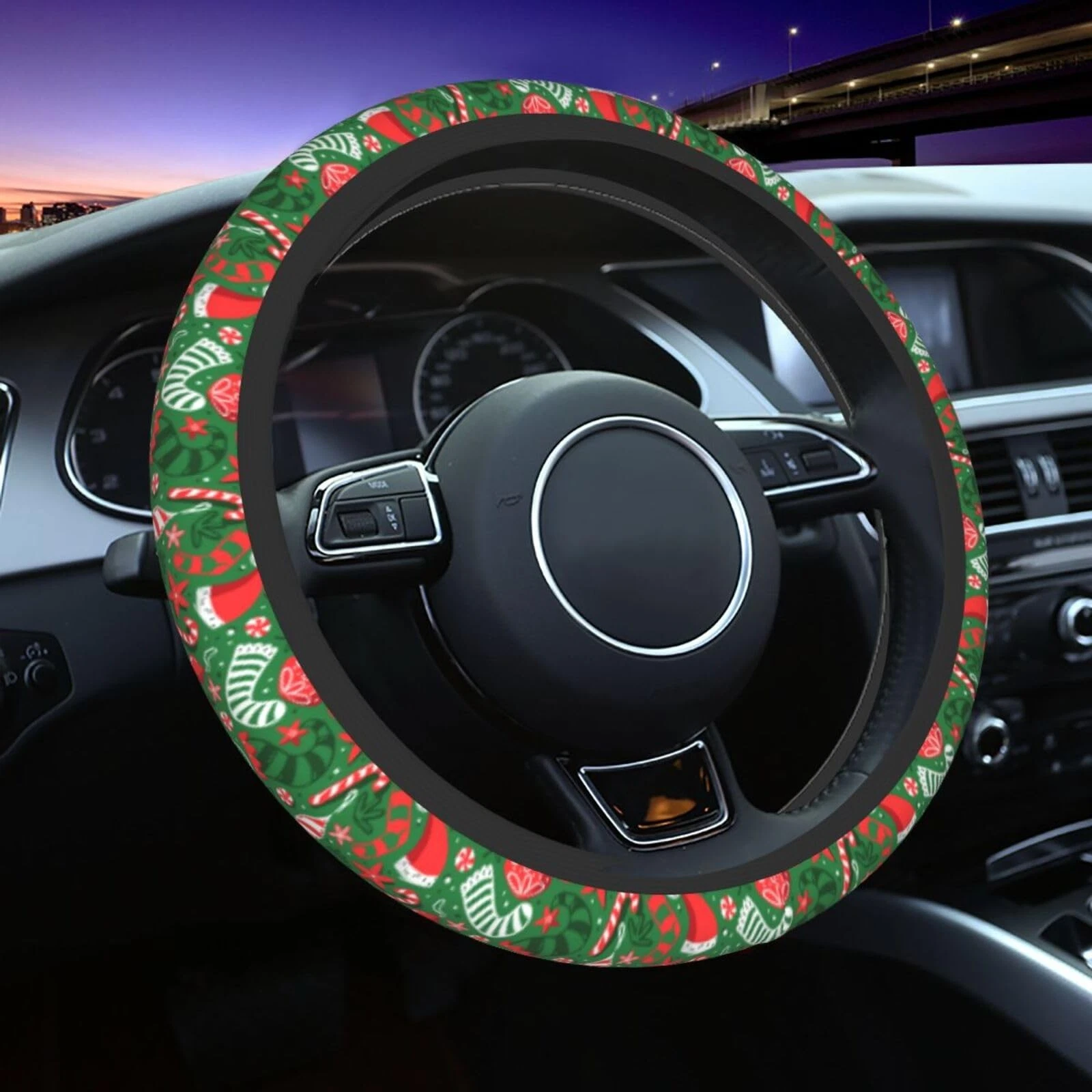 Christmas Car Steering Wheel Cover Anti-Slip One Size