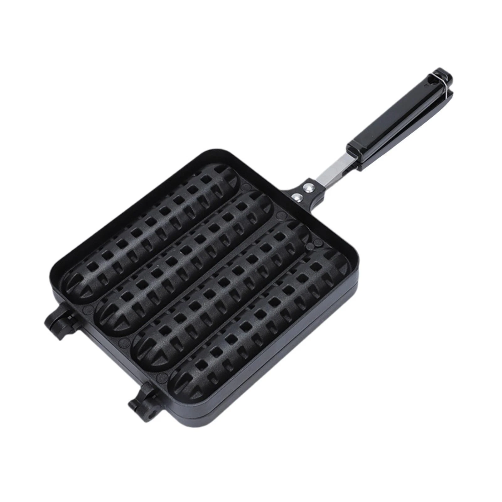Cast Aluminum Cornbread Pan Hot Dog Presser 4 Grid Non Stick Corn Dog Maker