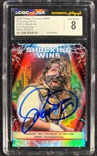 MANKIND SIGNED 2020 WWE TOPPS CHROME SHOCKING WINS RED REFRACTOR CGC 8    3/5