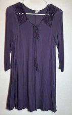 Others Follow Purple Swing Dress Sz S Boot Barn Lace Up Tie Neck Boho Western