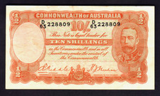 Australia R-11. (1936) 10 Shillings - Riddle/Sheehan.. Geo V Portrait..  gVF
