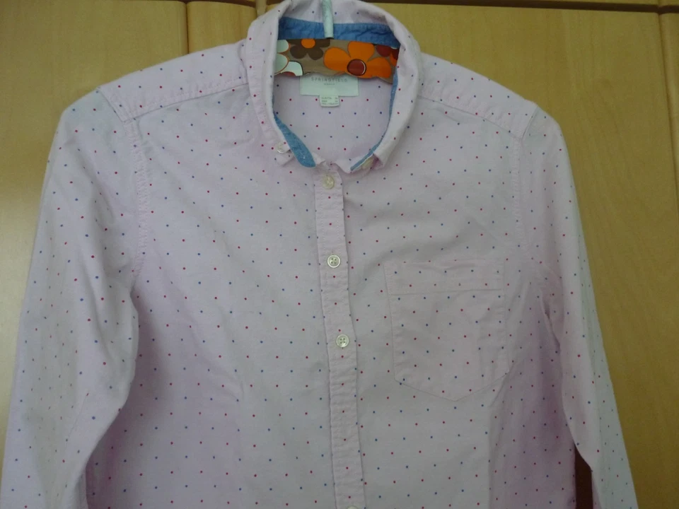 Damenbluse Gr. 36 (Maße s. unten) v. Springfield, rosa m. Punkten - Bild 3 von 4