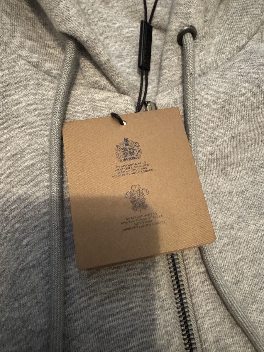 Burberry Men's Grey Hoodie Full Zip Casual Size XS EU46 UK