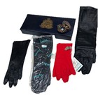 Vintage Kraft Caramel Box W/ 4 Pair Vintage Gloves Baby Doll Moccasins Some NWT