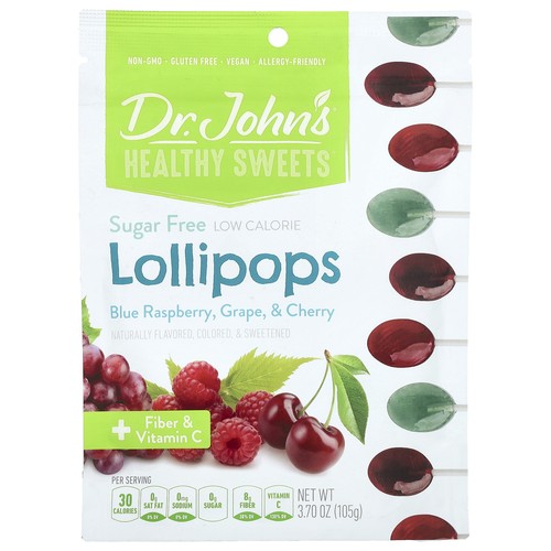 Lollipops, + Fiber & Vitamin C, Blue Raspberry, Grape & Cherry, 3.70 oz (105 g)