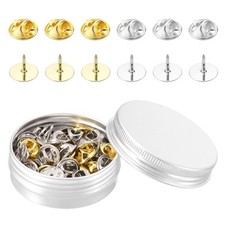 50 Paare Schmetterlingsverschluss 11x10mm für Hutabzeichen, Gold/Silber