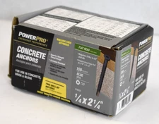 PowerPro Concrete Anchors Flat Head 1/4" x 2-1/4" 376532 Blue 100 Pack