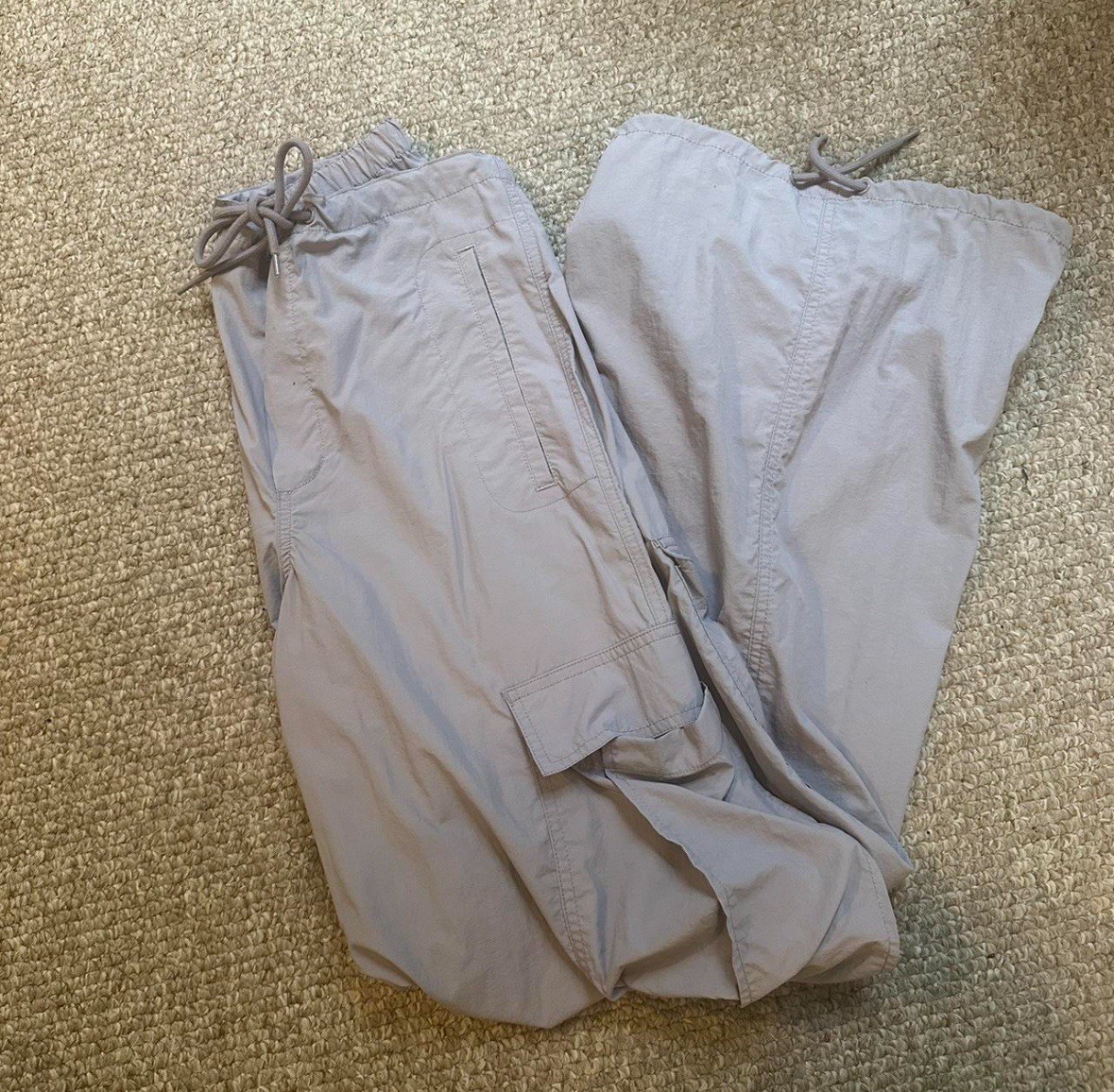 Women's Gray Cargo Pants Solid Drawstring Closure… - image 2