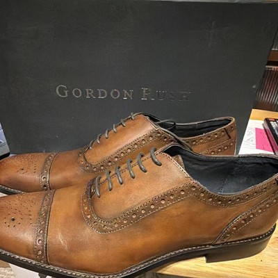 Gordon Rush Ethan-LEA Brown Leather Medallion Lace-Up Oxford Dress Shoes 9.5M