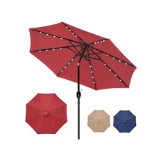 YSSOA 9' Solar Umbrella 32 LED Lighted Patio Umbrella Table Market Umbrellas ...