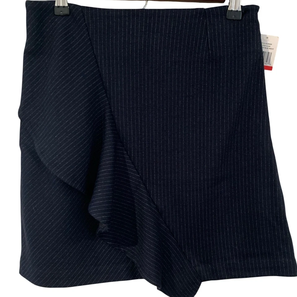 1. Falda State Nueva Con Etiquetas Talla X-Pequeña Felpa Pull On Lujo Rayas Mini Azul Noche Foto 2 de 4