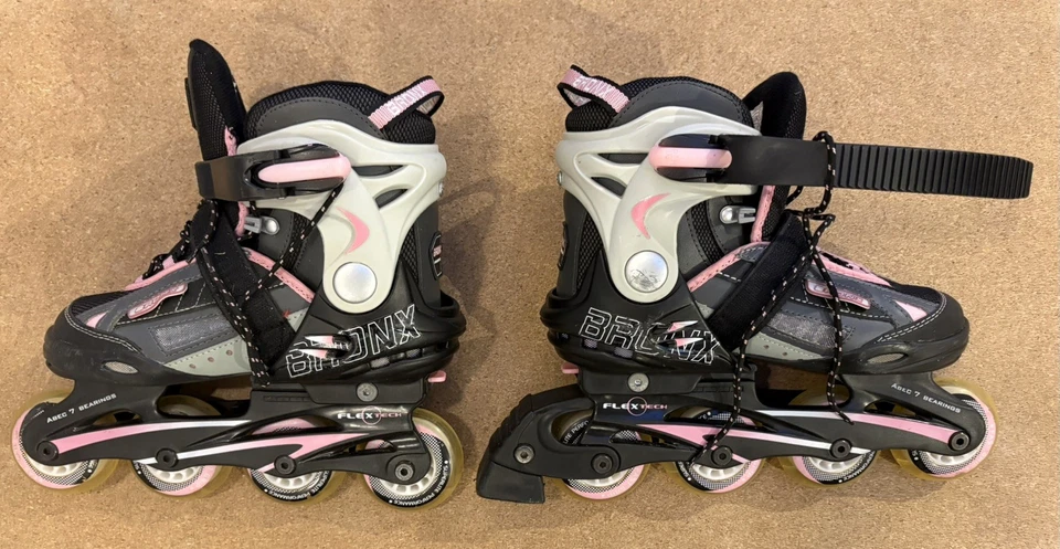 Bronx Roller Blades Inline Skates Black & Pink Adjustable UK Kids 13-3 - Image 4 of 4
