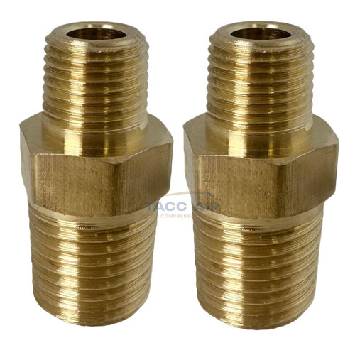 2PC Brass Pipe Reducer Nipple Fitting 1/4" NPT x 1/8" NPT Male Adapter Increaser