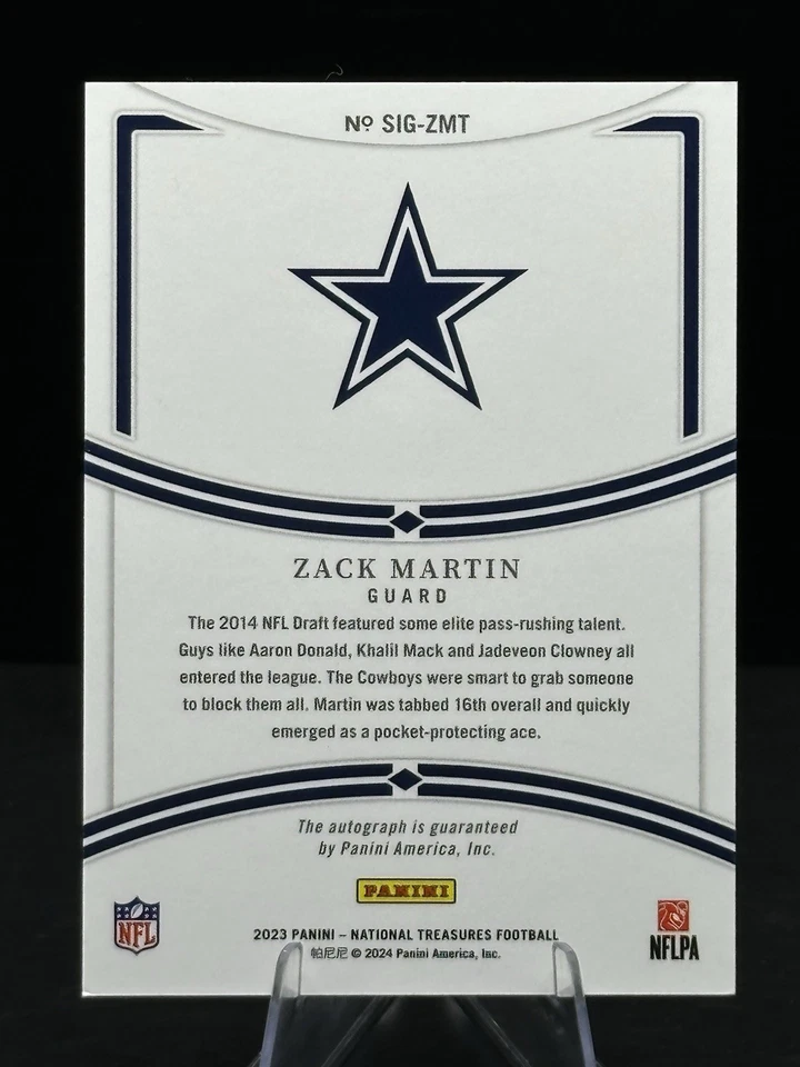 2023 Panini National Treasures - Signatures Zack Martin #SIG-ZMT /99 (AU) - Image 2 of 2