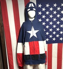 MARVEL patriotic Captain America med hoodie USA costume style zip sweatshirt