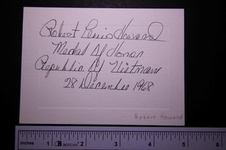 Vietnam Medal of Honor ROBERT L. HOWARD (1939 2009) AUTOGRAPH Stock CARD