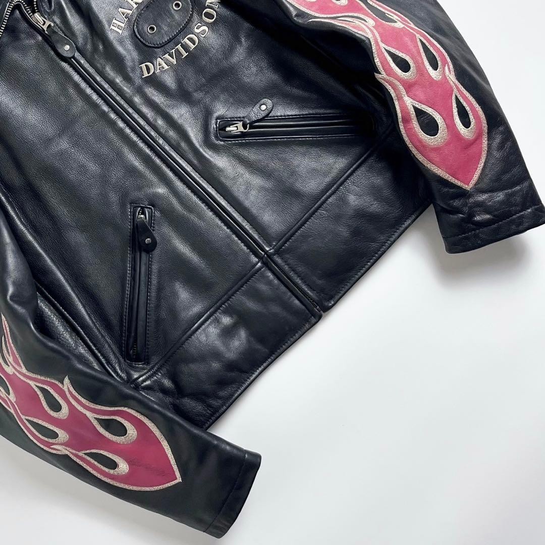 ☆ Harley Davidson Fire Arm Leather Riders Jacket M Cowhide Motorcycle Rare 88 image 3