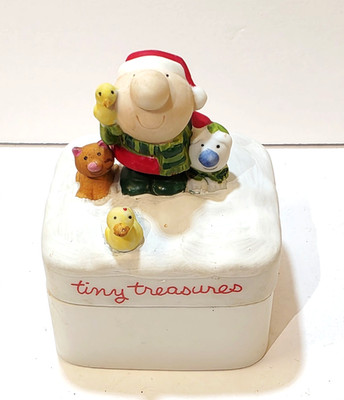 Vintage 1979 Ziggy & Friends Square Bisque Porcelain Trinket Box Tiny Treasures