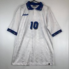 Diadora Roberto Baggio Replica Soccer Jersey L White Japan-made Used