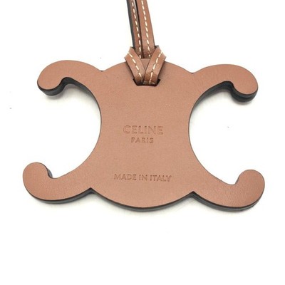 CELINE ブラウンレザーキーホルダー CELINE Triomphe Bag Charm Brown Key Holder Women | eBay