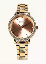 Image of Lipsy Rose Gold Bracelet Watch with Rose Gold Sunray Dial -new 180W