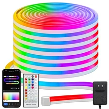 Echosari Neon Rope Lights RGB Color Changing Ic 33 Ft LED Neon Rope Light Out...