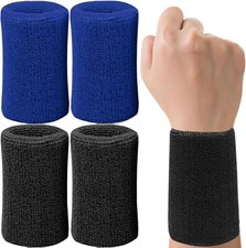 4 Pack 6 Inch Wrist Sweatbands Tennis Wrist Bands Absorbent Sweat Band for Me...
