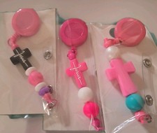 Retractable Cross Badge Reel - ID Holder - Nurse Teacher Gift 3 Pieces