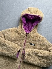 Eddie Bauer Jacket Youth S Pink Blue Reversible Sherpa Fleece Puffer Kids