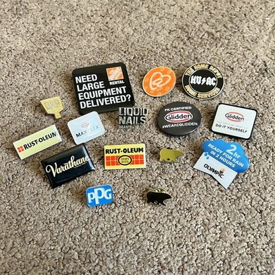 Home Depot Pin Button Lot Assorted Liquid Nails Dap Rustoleum