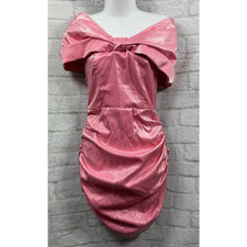 Shein Bae Cocktail Party Dress Size S Pink Barbiecore Silver Shimmer Ruched BNWT