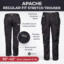 Apache 2025 Heavy Duty Cargo Work Wear Cordura Trousers Kneepad & Holster Pocket