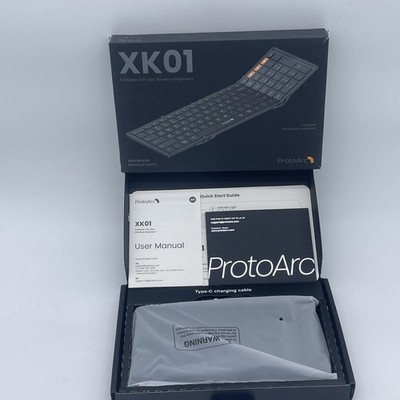 ProtoArc Foldable Wireless Bluetooth Keyboard, Full Size, Rechargeable, XK01