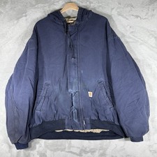 Carhartt FR Jacket Mens 3XL Navy Blue FRJ184 DNY Heavy Quilted Lined Distressed