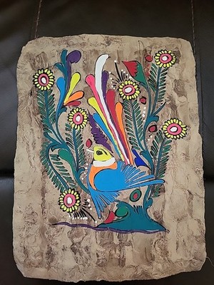 Amate Bark Paper Vintage Mexican Folk Art, Hand Painted
