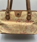 Etienne Aigner Floral Straw Hand Bag Cream Coral Camel Compartment Spring